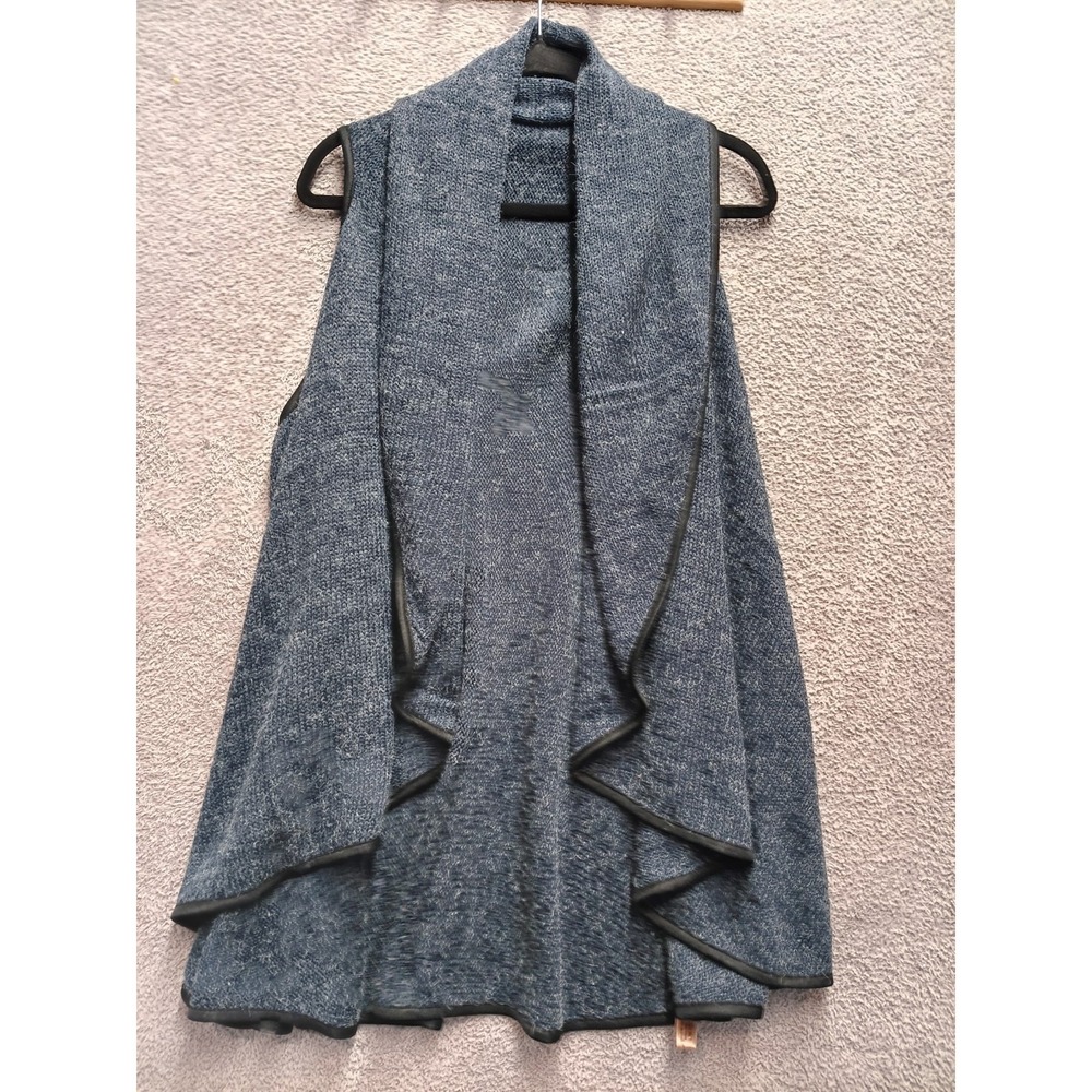 Janice Waterfall Open Front Cardigan Vest OS‎ Heather Blue Knit Acrylic